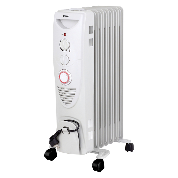 H-6013 3-Setting 1,500-Max 7-Fin Portable Oil-Filled Radiator Heater with Timer, Thermostat, and Wheels