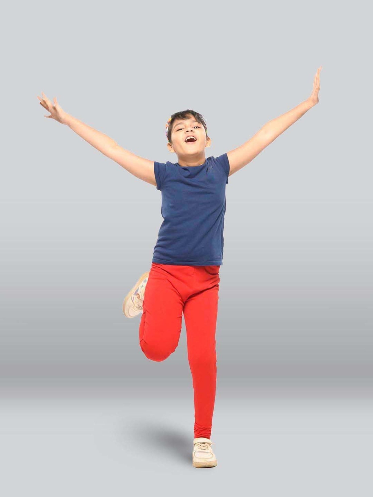 Lyra Kids Orange & Red Skinny Fit Leggings (Pack of 2)