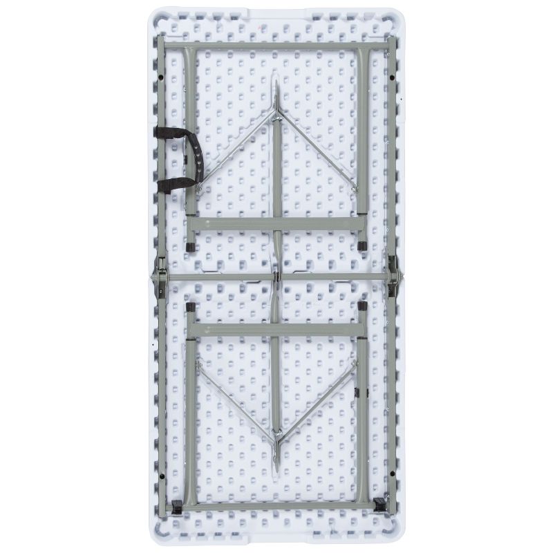 Emma and Oliver 4-Foot Height Adjustable Bi-Fold Granite White Plastic Folding Table with Handle