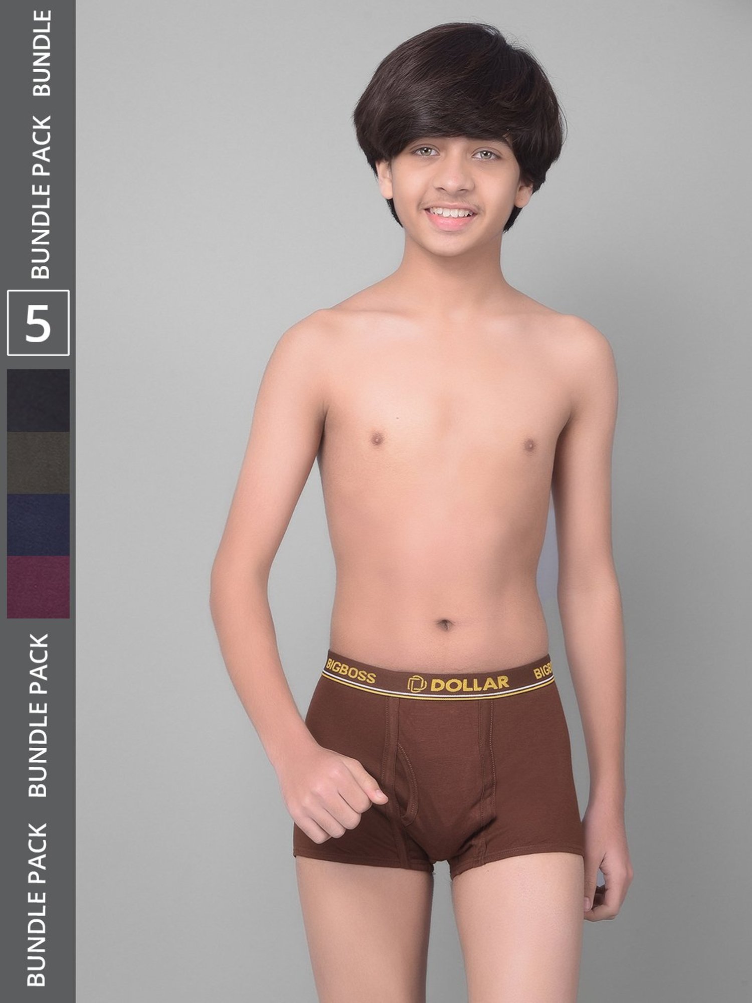 Frenchie Kids Pink & Grey Solid Briefs (Pack Of 2)