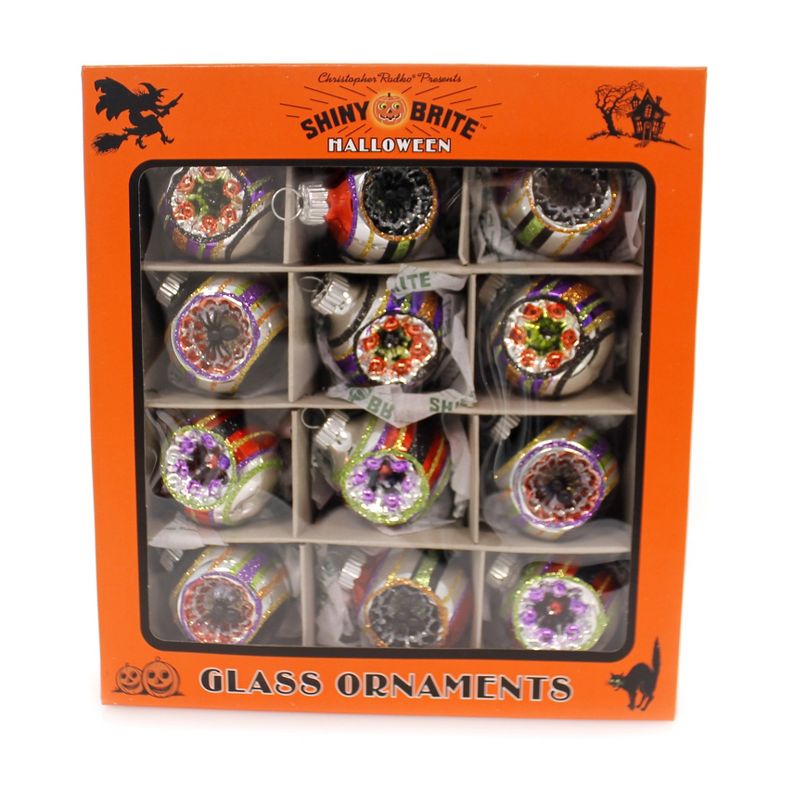 Shiny Brite 2.0" Halloween Decorated Rounds Ornament Spiders Reflectors  -  Ornament Sets