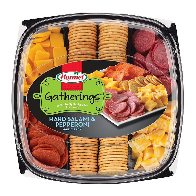 Hormel Sausage/Pepperoni/Cheddar/Colby Jack/Crackers Party Tray Meat and Cheese Platters - 28oz