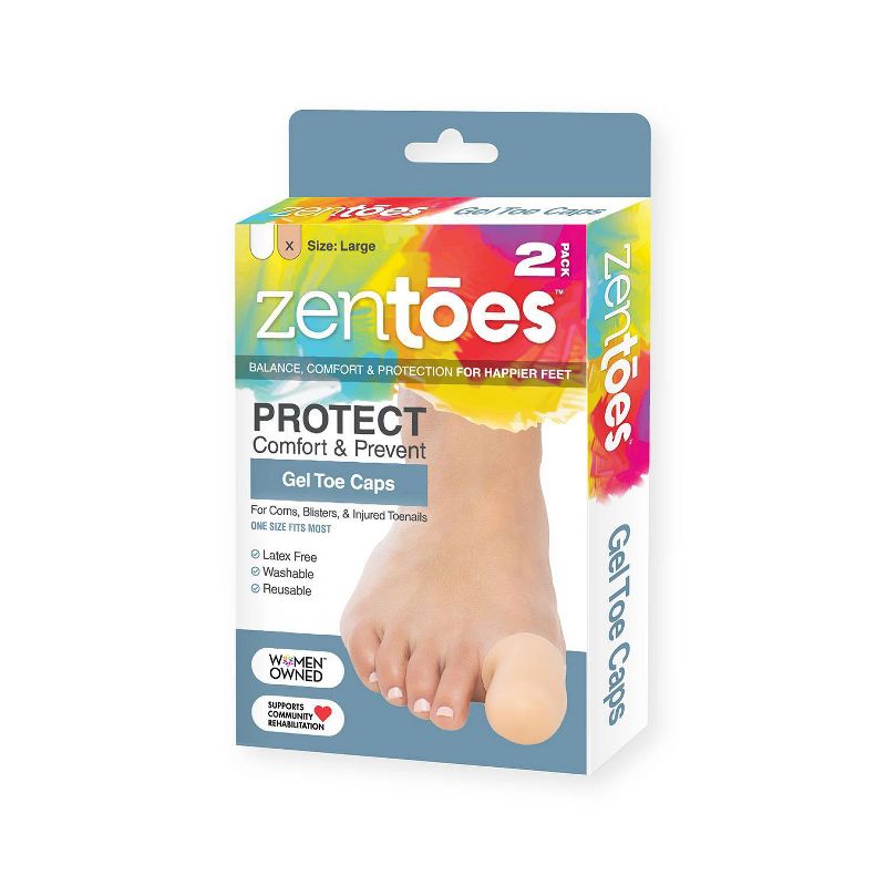 ZenToes Gel Toe Caps - Beige - L - 2pk