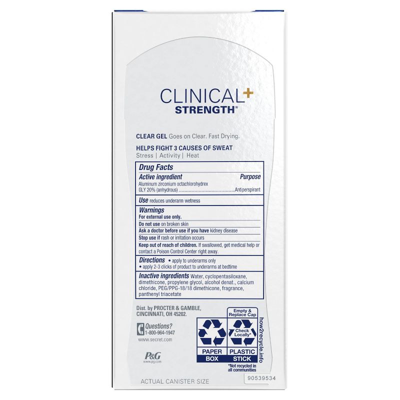 Secret Clinical Strength Completely Clean Clear Gel Antiperspirant & Deodorant - 2.6oz