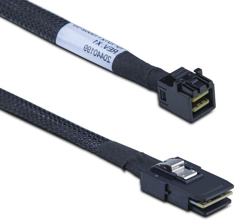 6G Internal Mini SAS HD SFF-8643 to Mini SAS SFF-8087 Cable,SAS2.1 RoHS 100 Ohms 0.8-m(2.6ft), 2 Pack