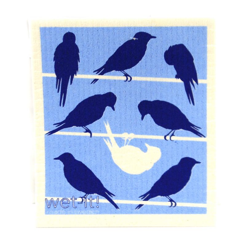 Swedish Dish Cloth 7.75" Peacocks And Birds Absorbent Cleaning Cloth Feathers  -  Dish Cloth
