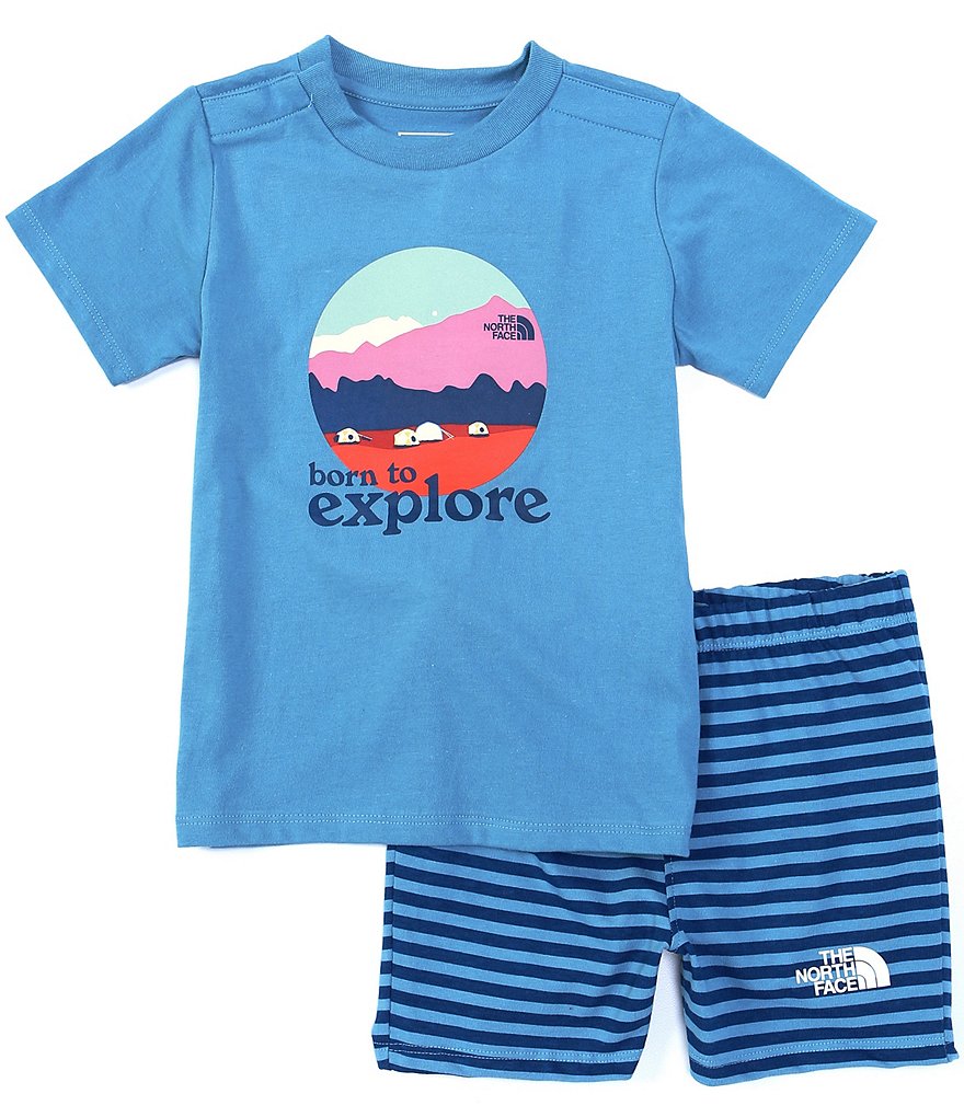 The North Face Baby Boys Newborn-24 Months Short-Sleeve Niagara Graphic Tee & Stripe Shorts Set