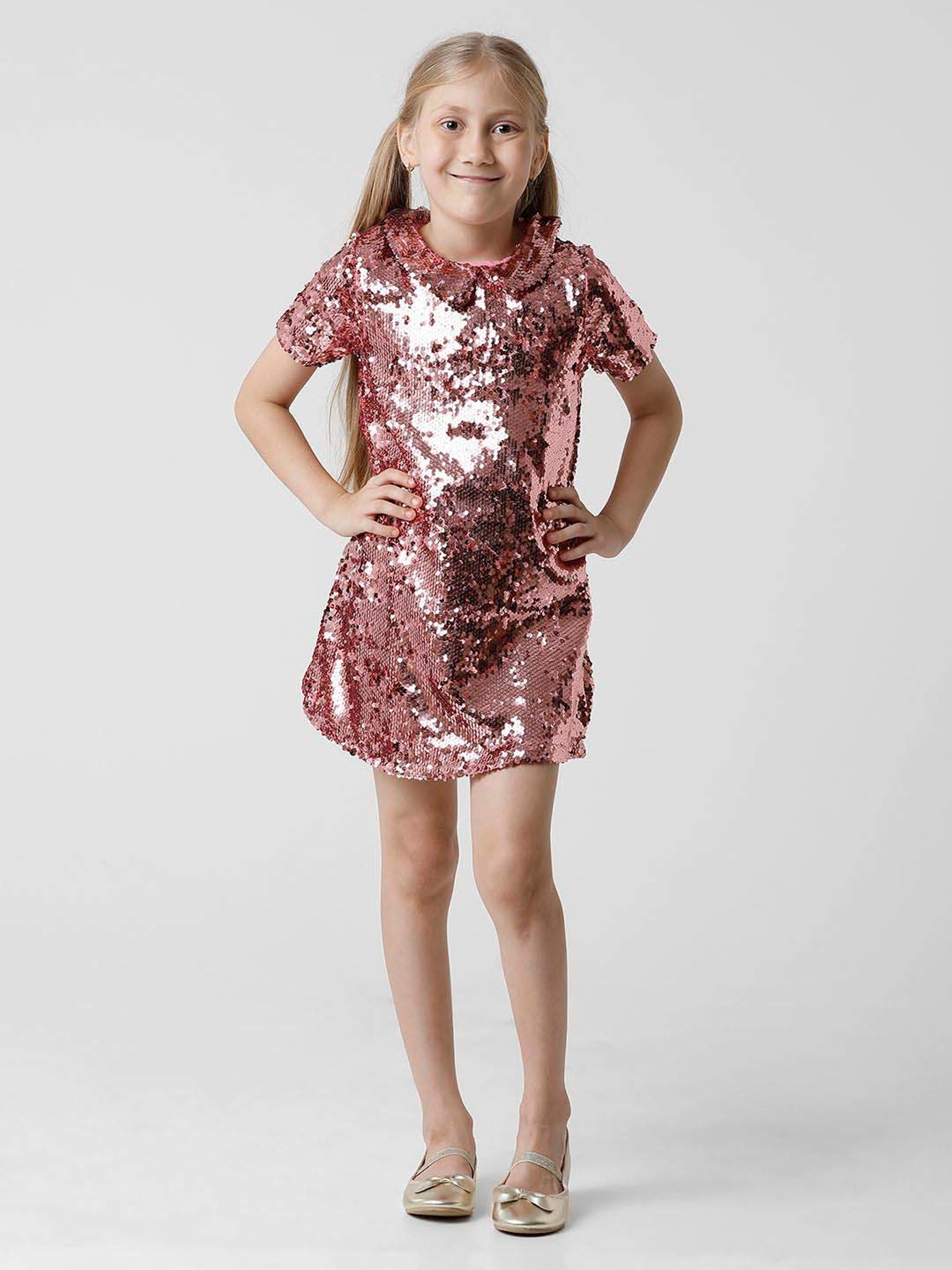 Kate & Oscar Kids Pink Cotton Embellished Dress