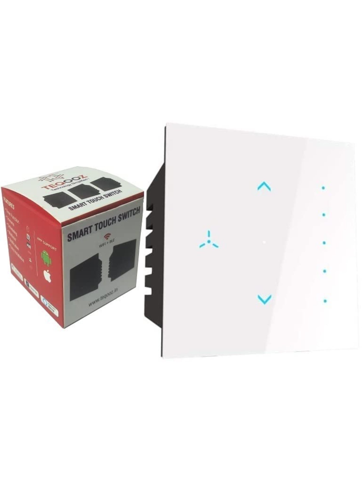 Teqooz Smart Fan Regulator Wi-Fi plus Bluetooth Touch Switch (White)
