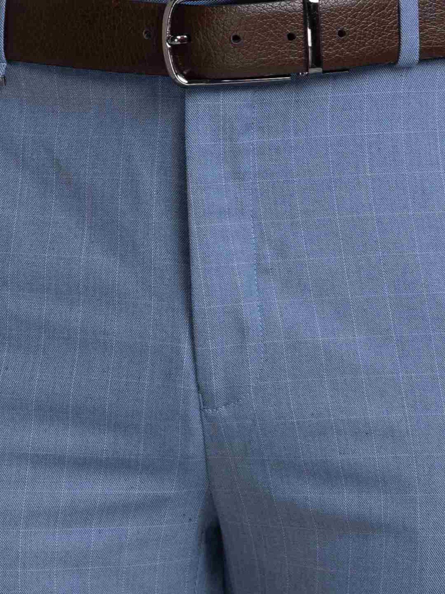 Raymond Blue Contemporary Fit Checks Trousers