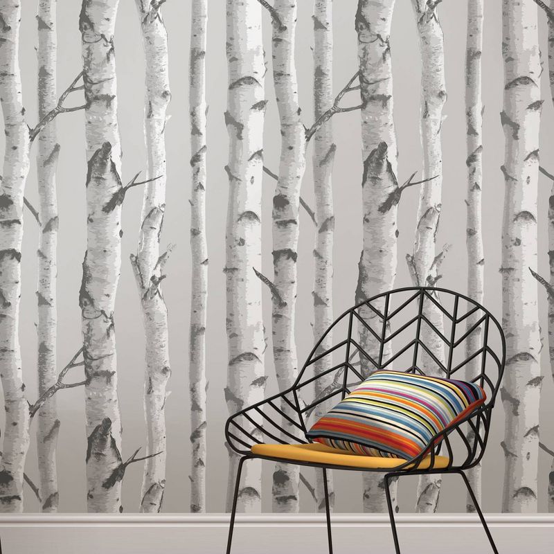 NuWallpaper Mountain Birch Peel & Stick Wallpaper Gray