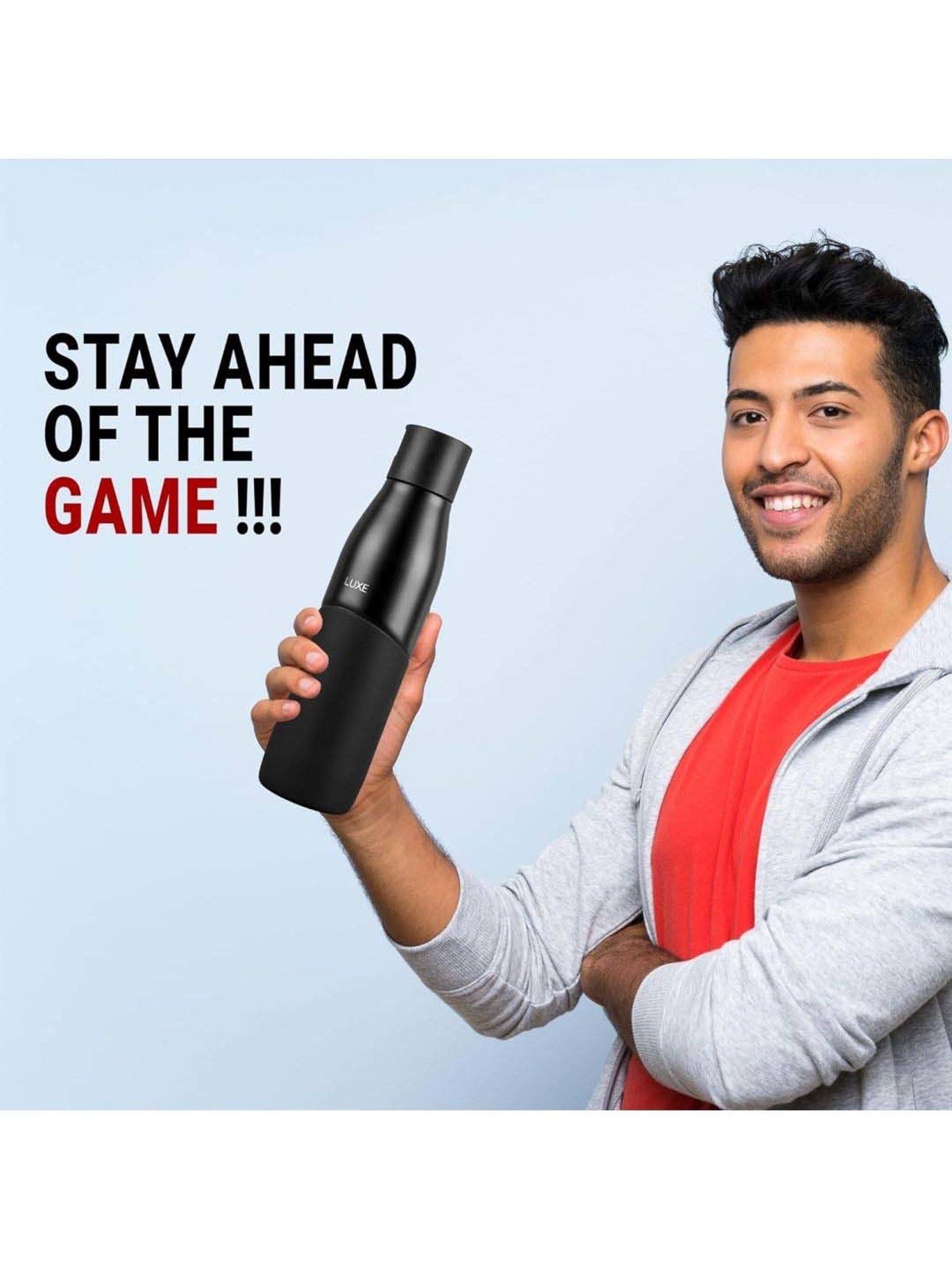 Pigeon Black Stainless Steel Luxe Thermos Flask With Straw (0.75 L)