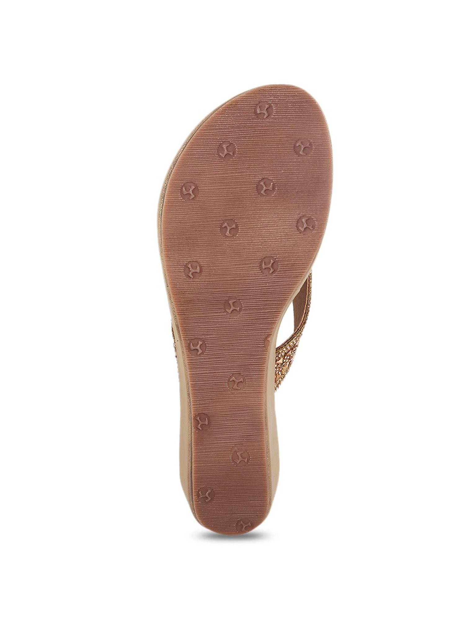 Mochi Women's Antique Gold Thong Wedges