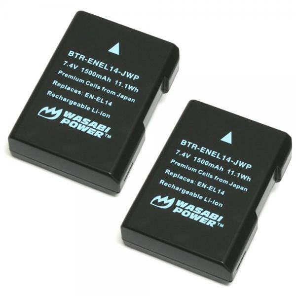 Wasabi Power Battery (2-Pack) for Nikon EN-EL14, EN-EL14a and Nikon Coolpix P7000, P7100, P7700, P7800, D3100, D3200, D3300, D5100, D5200, D5300, Df
