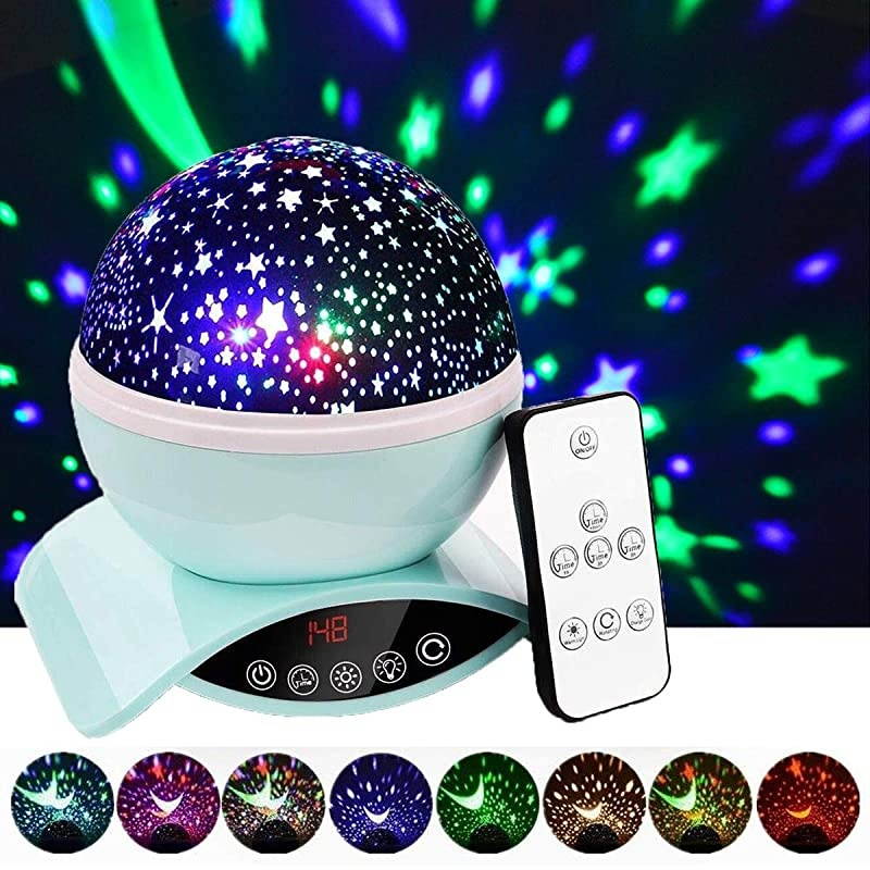Night Light Baby Star Projector 8 Color Rotation Lamp with Timer Remote and Chargeable Dimmable Combinations Romantic Star Sky Best Gift for Kids Festival Bedroom Living Room Green