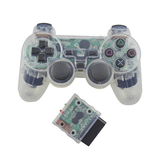 Transparent Color Wireless Gamepad For Sony PS2 2.4G Vibration Joystick Blutooth Controller For Playstation 2 Joypad