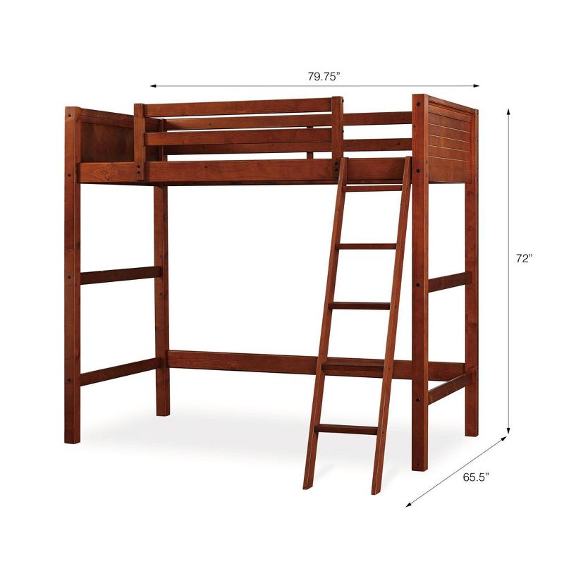 Twin Houston Kids' Wooden Loft Bed with Ladder Walnut - Room & Joy