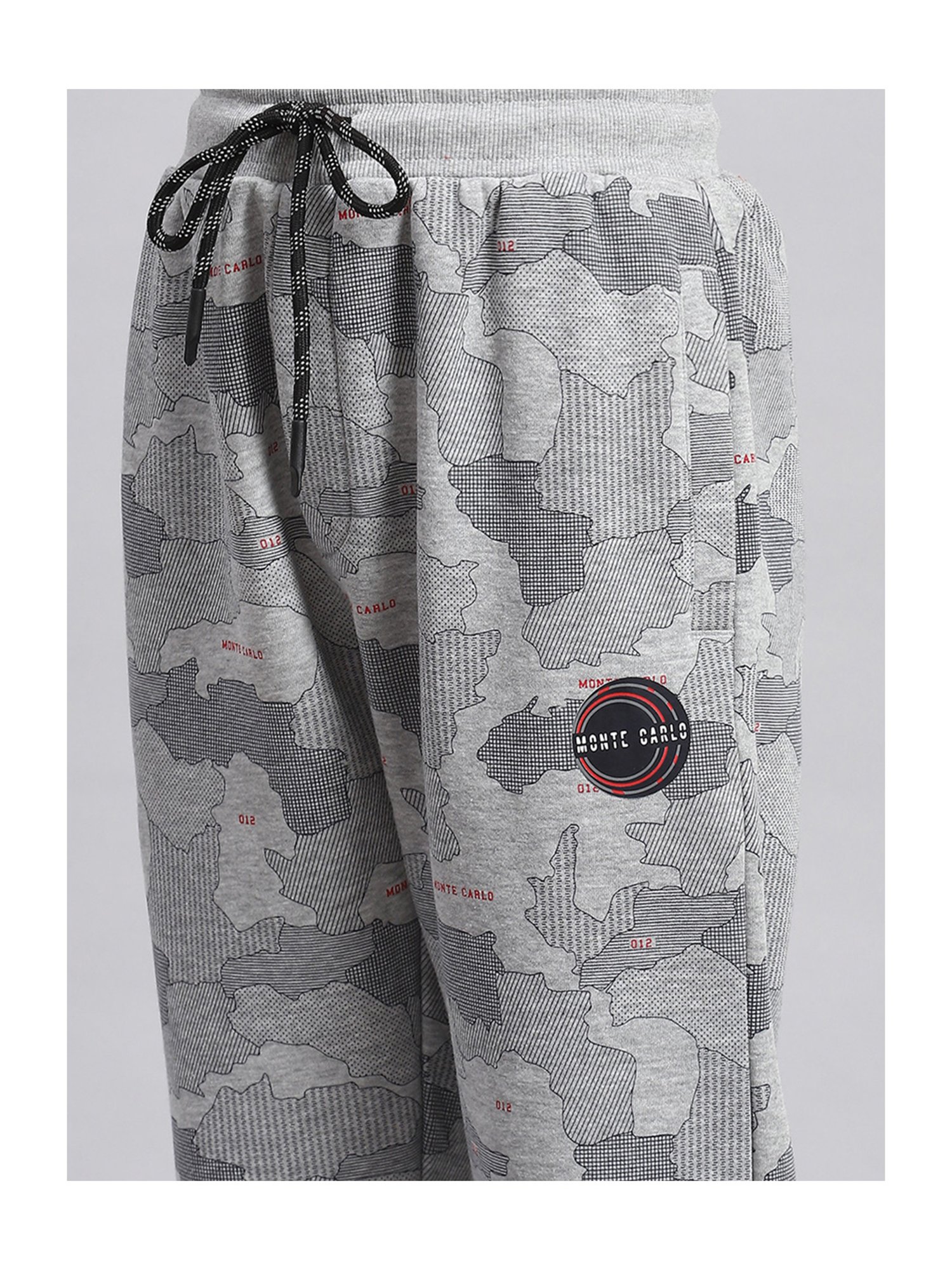 Monte Carlo Boys Grey Melange Printed Trousers
