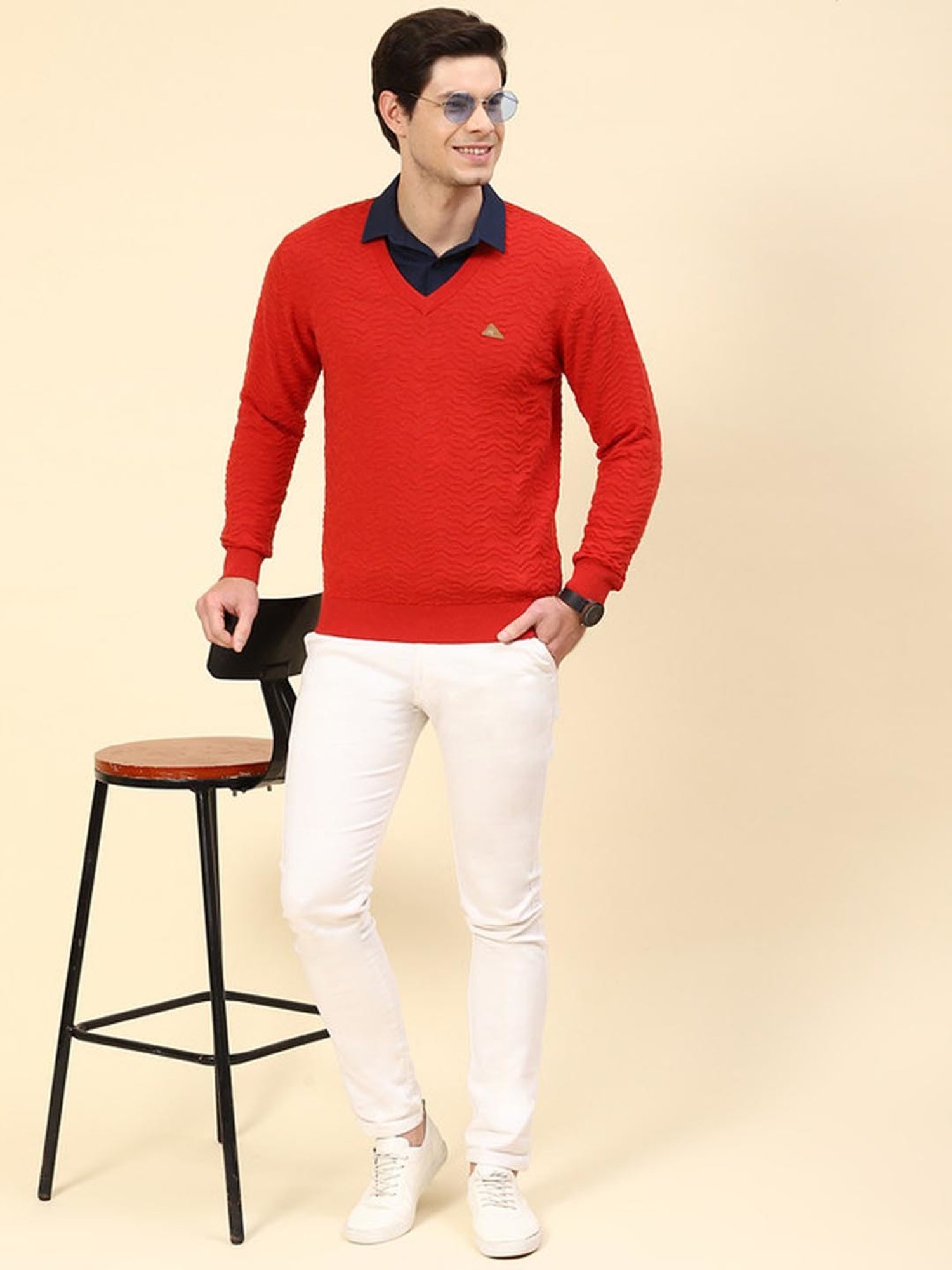 Monte Carlo Red Regular Fit Wool Pullover