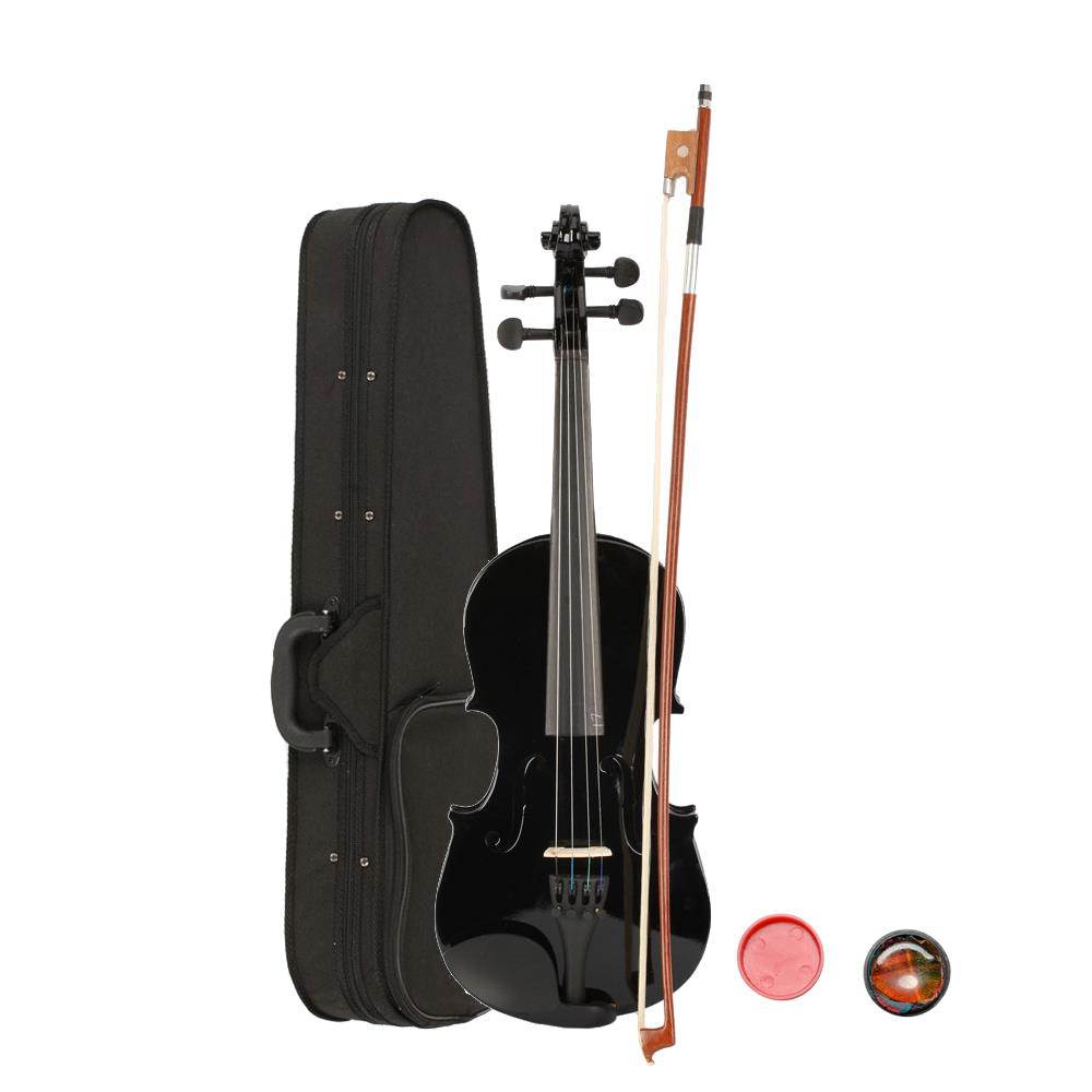 New 1/2 Size Black Acoustic Violin with Case Bow Rosin