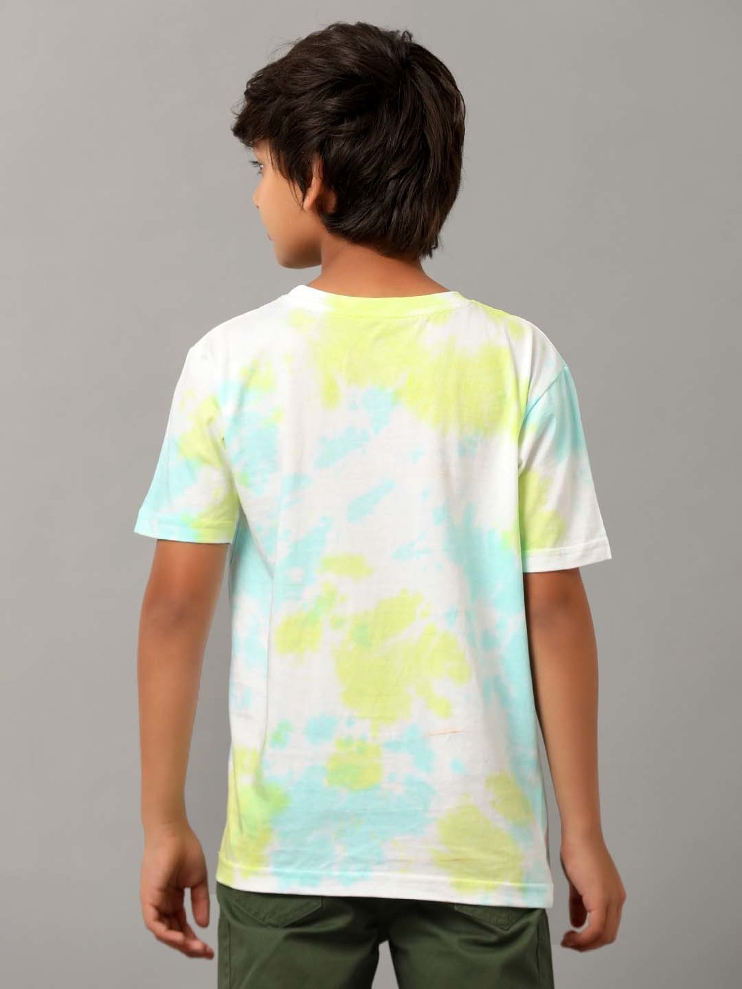 Under Fourteen Only Kids Yellow & Blue Cotton Printed T-Shirt