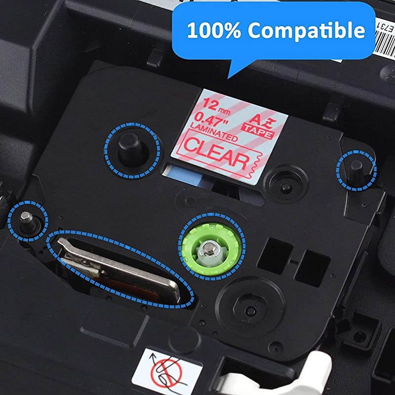 Compatible for Brother TZE132 TZe132 TZ132 12mm 047 Inch Red on Clear Label Tape for PTouch PTD210 PTH110 PTD400 PTD600 Labeling Makers 3 Pack