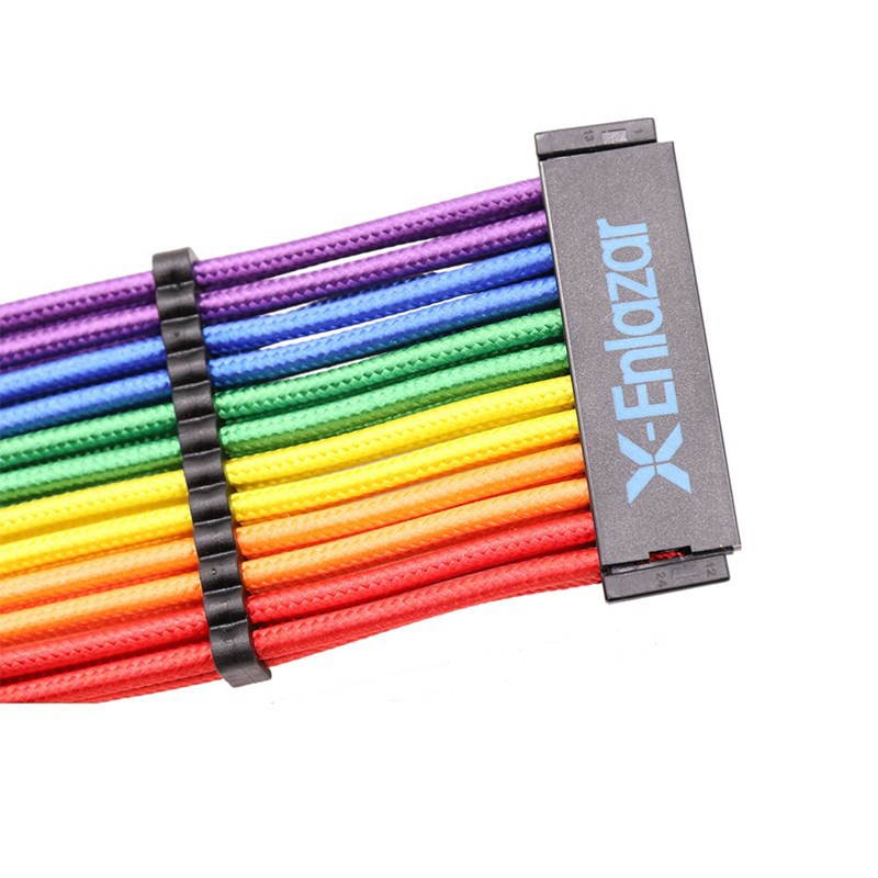 Rainbow 24Pin 0.98ft Extension 18AWG ATX Power Supply Cable Motherboard PCI Cable 90 Degree Interface Adapter Cable 18AWG 300mm Module Line Extension Cord