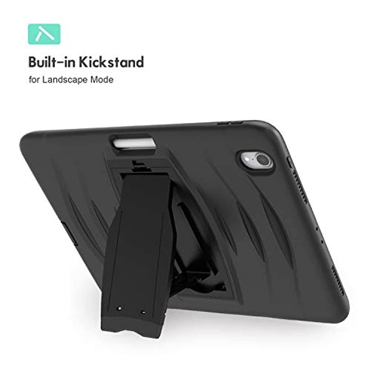 ProCase iPad Pro 11 2018 1st Gen Rugged Case (Old Model A1980 A2013 A1934 A1979), Heavy Duty Shockproof Protective Case with Built-in Kickstand and Pencil Holder for iPad Pro 11" 2018 -Black