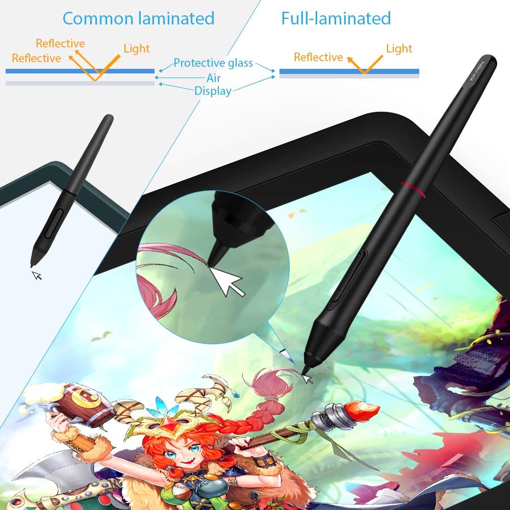 XP-PEN Artist15.6 Pro 15.6 Inch Drawing Pen Display Graphics Monitor Full-Laminated Technology Drawing Monitor with Tilt Function and Red Dial (8192 Levels Pen Pressure, 120% sRGB)