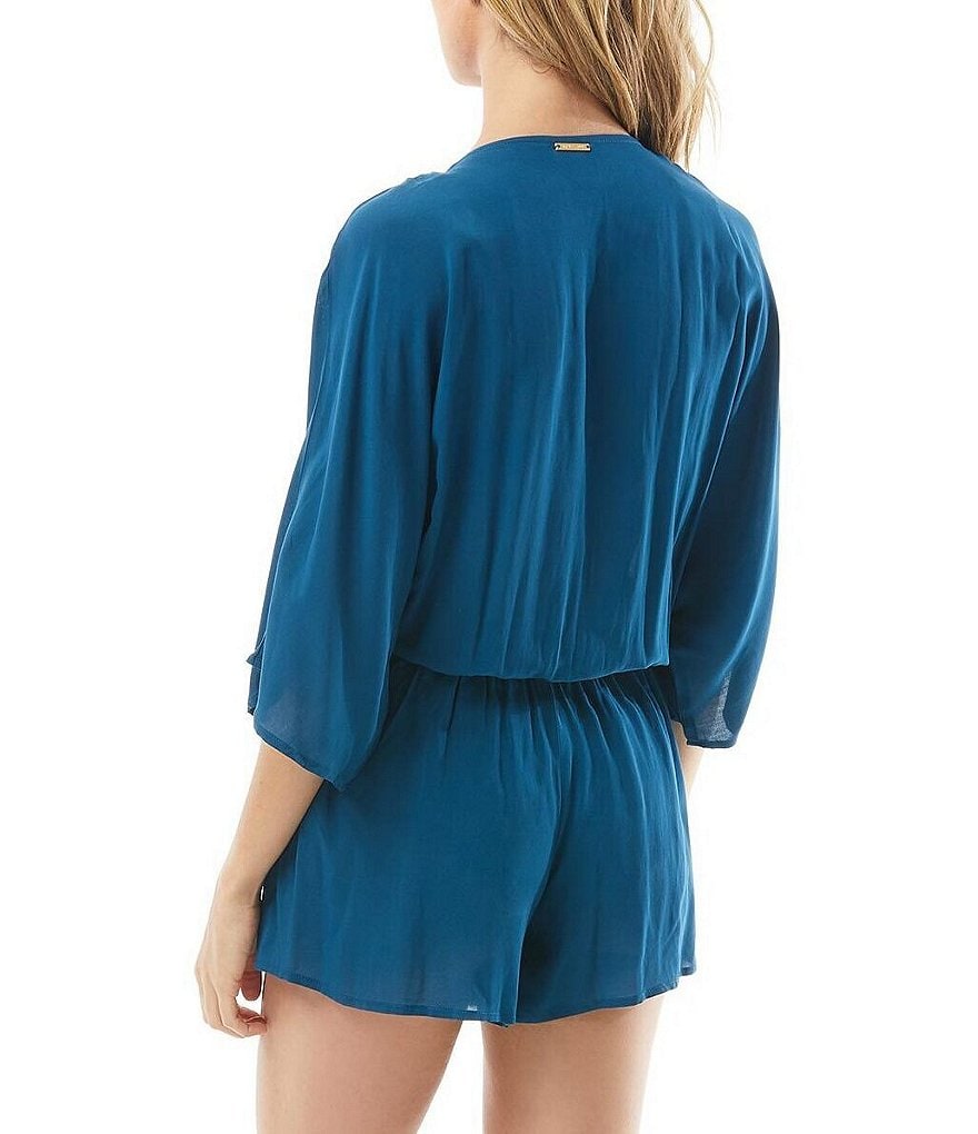 Tommy Bahama Midnight Orchid Tropical Print Scoop Neck Ruffle Hem Spa Dress