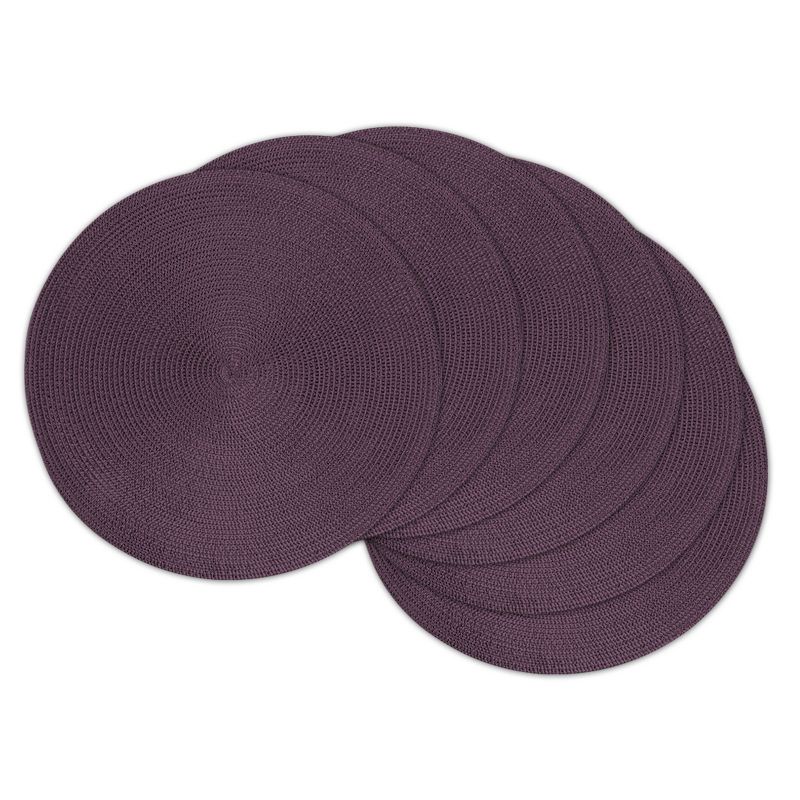 Set of 6 Variegated Round Woven Placemat Purple - Design Imports