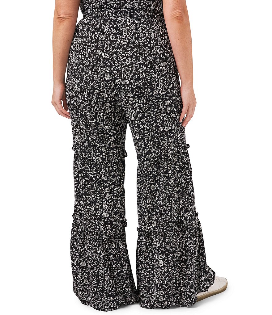 CeCe Plus Size Ditsy Tiered Pull-On Pants