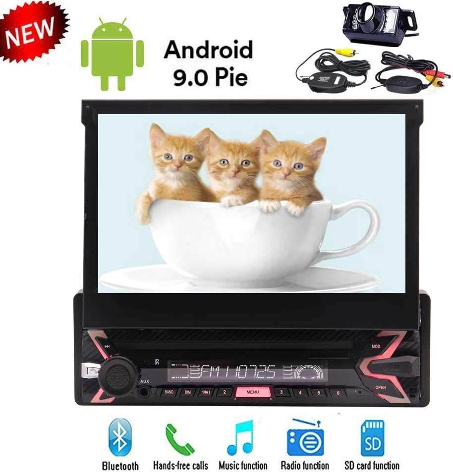 7" HD Touchscreen Single Din Android 9.0 Car GPS Navigation Stereo - Quad Core Car Entertainment Multimedia Player,AM/FM Radio,WiFi,Bluetooth,Mirror Link & Free Wireless Rear Camera