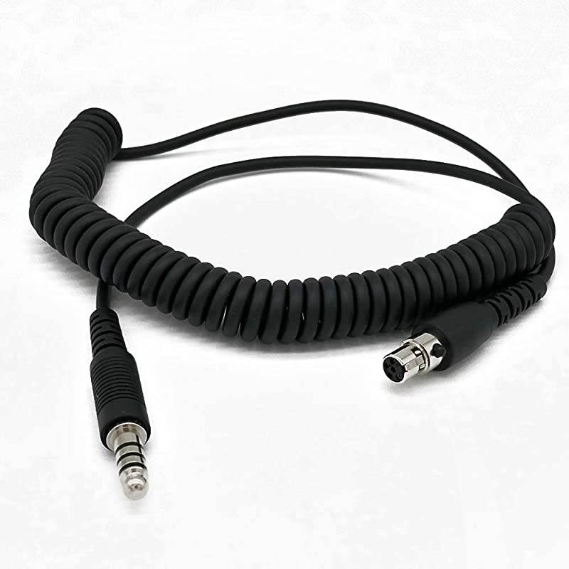 U174 Plug to Mini XLR5 Jack Adapter 2M Durable Coiled Cable for GA Military Helicopter Rugged Radios and Headsets