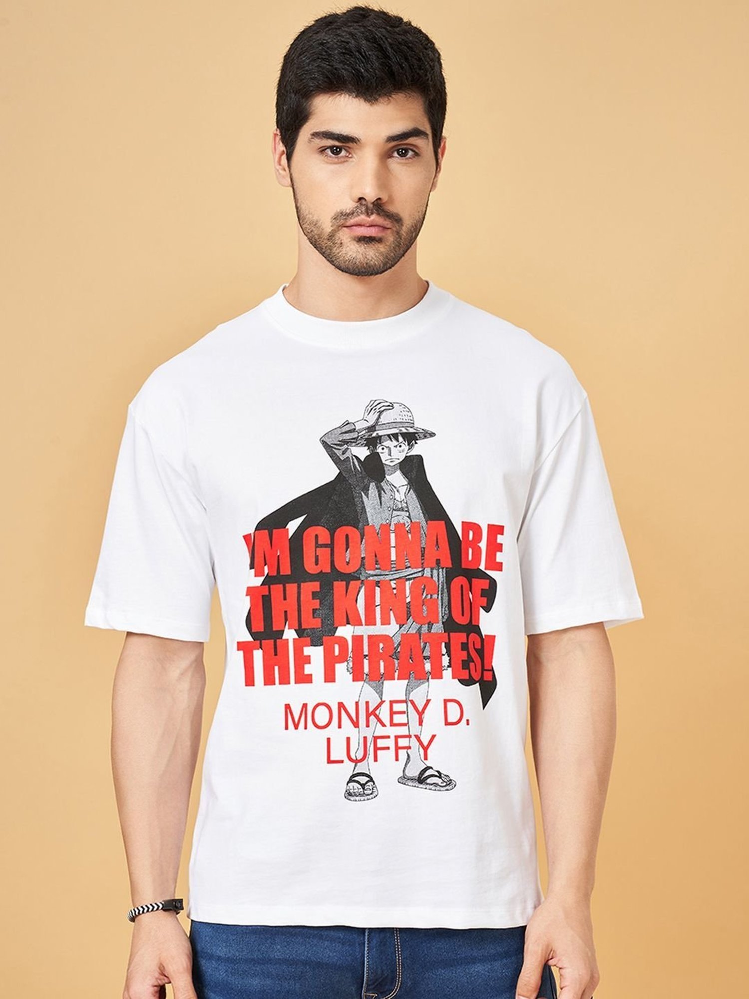 Sf Jeans By Pantaloons Bright White Cotton Regular Fit Printed T-Shirt