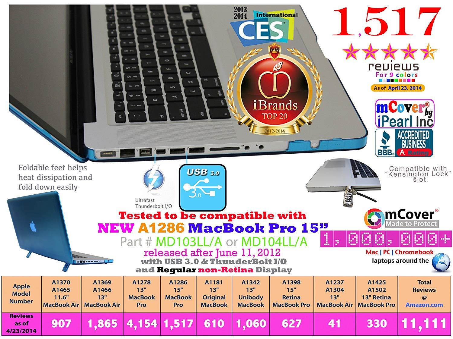 mCover Green Hard Shell Case with FREE keyboard cover for 15-inch A1286 Aluminum Unibody MacBook Pro (15.4" regular display, Black keys)