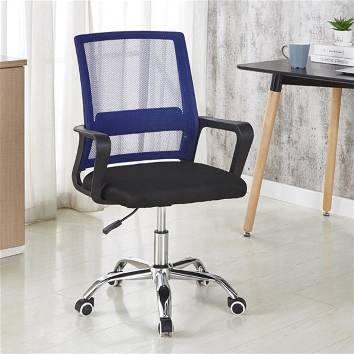 Home Office Chair Ergonomic Mesh Swivel Mid-back Computer Desk Seat Metal Base Green