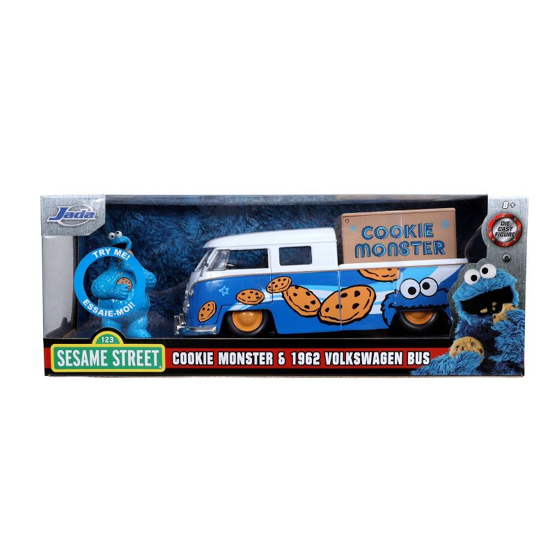 Jada Toys Hollywood Rides 1963 VW Bus Pickup Cookie Monster Die-Cast Vehicle 1:24 Scale