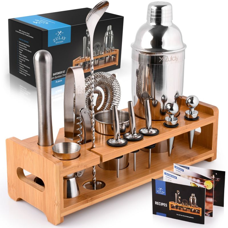 Zulay Kitchen 24-Piece Stainless Steel Bartender Set Kit