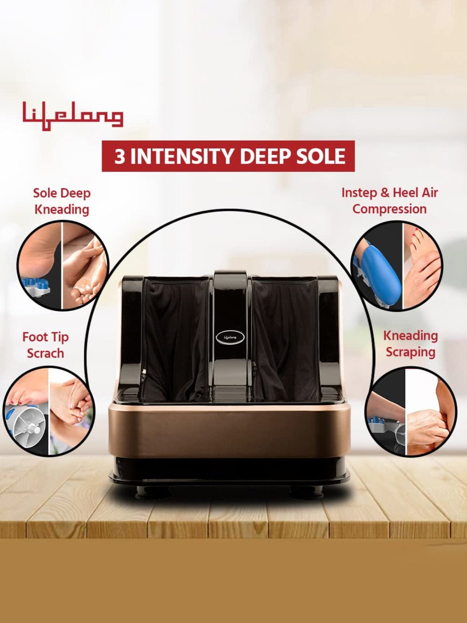 Lifelong LLM99 80W Foot, Calf and Leg Massager (Dark Brown)