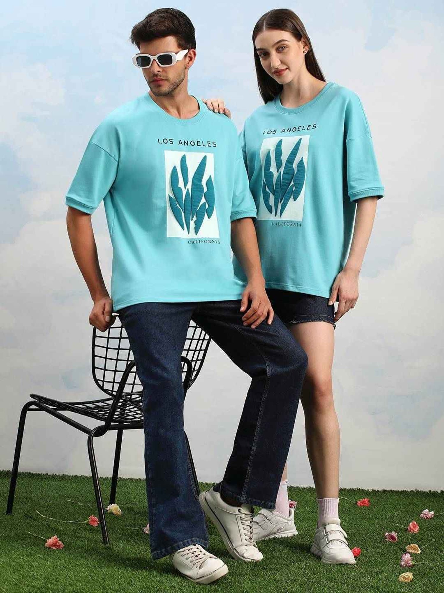 Dillinger Blue Loose Fit Printed Unisex T-Shirt