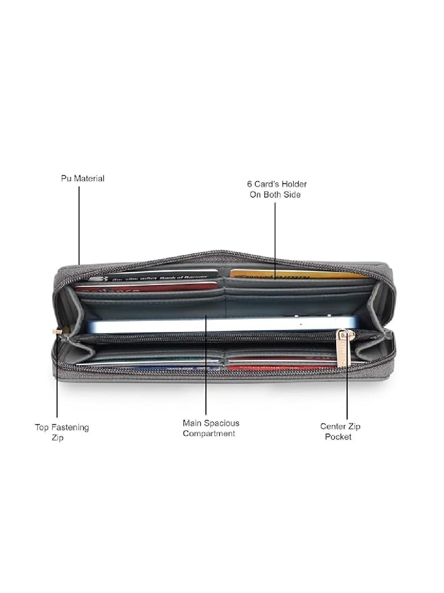 Kenneth Cole Charcoal Solid Zip Around Wallet for women