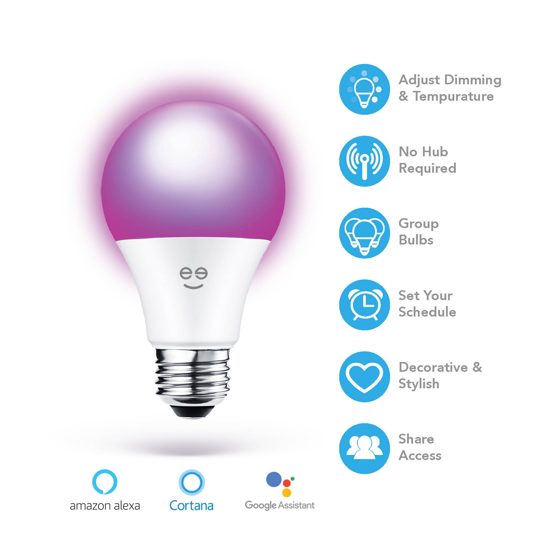 Geeni PRISMA PLUS 800 Wi-Fi LED Smart Light Bulb, Brighter Color & Tunable White (2700-6500K), 1-Pack, A19 60W, No Hub Required, Light Bulb Works with Amazon Alexa, Google Assistant, Microsoft Cortana