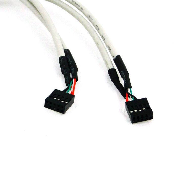 Dual Motherboard 9Pin Header Cable to 4 Port USB 2.0 A Type Female with Bracket Screw Panel