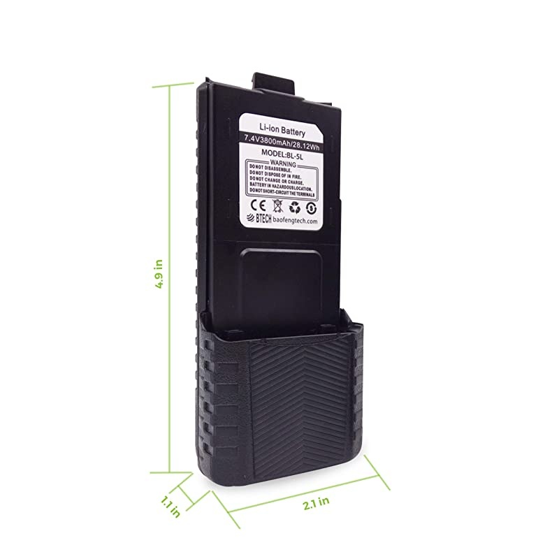 BaoFeng,  BL-5L 3800mAh Li-ion Battery Pack, High Capacity Extended Battery for UV-5X3, BF-F8HP, and UV-5R Radios (BL-5 BaoFeng Battery Series)