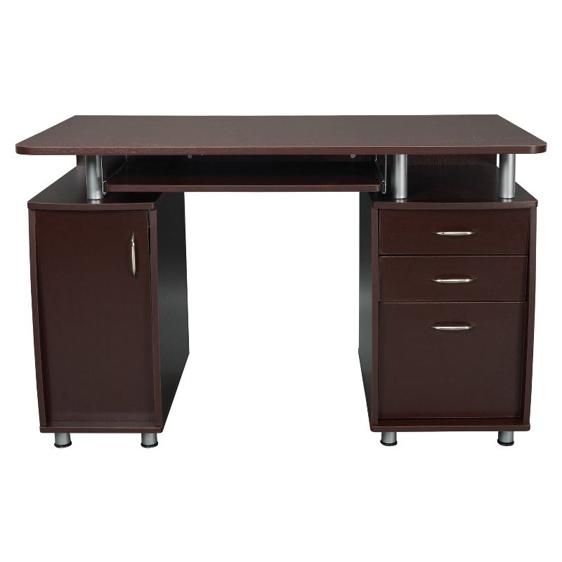 Complete Workstation Computer Desk with Storage Brown - Techni Mobili