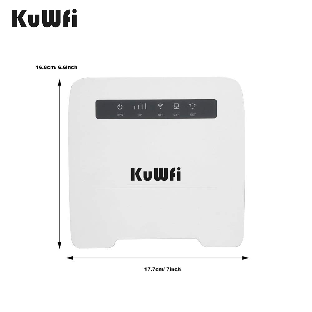 KuWFi 4G LTE WiFi Router Unlocked Wireless CPE Routers with SIM Card Slot LAN Port Support 4G to Wired Network up to 32 Users Devices Work for Caribbean/Europe/Asia/Middle East/Africa