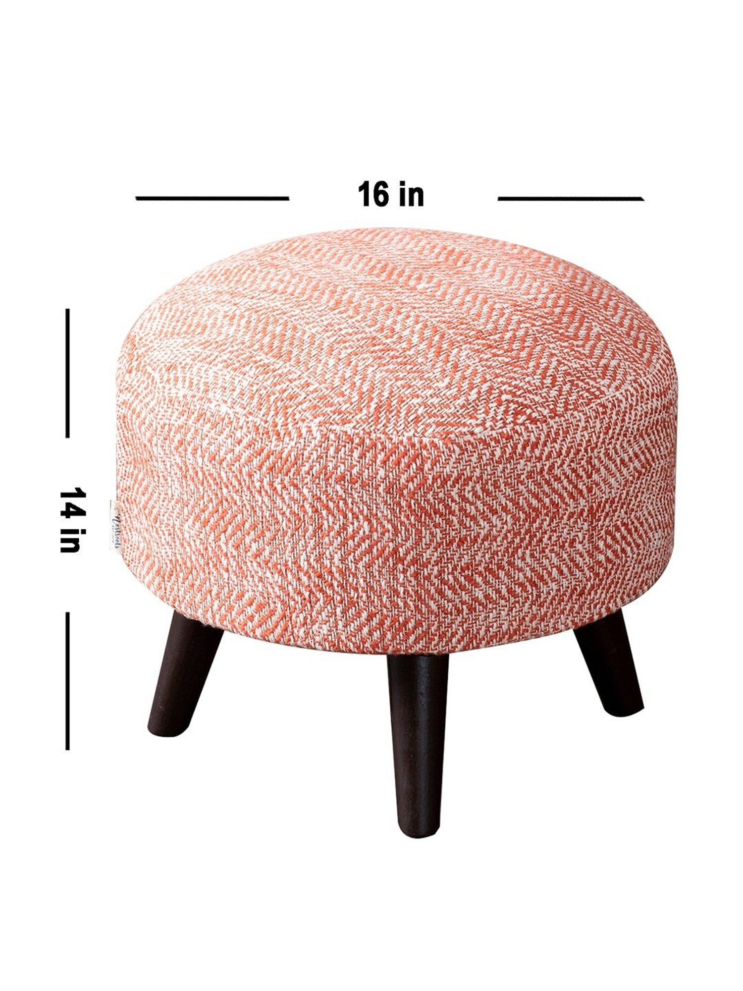 Chumbak French Sahara Solid Mustard Yellow Wood Ottoman