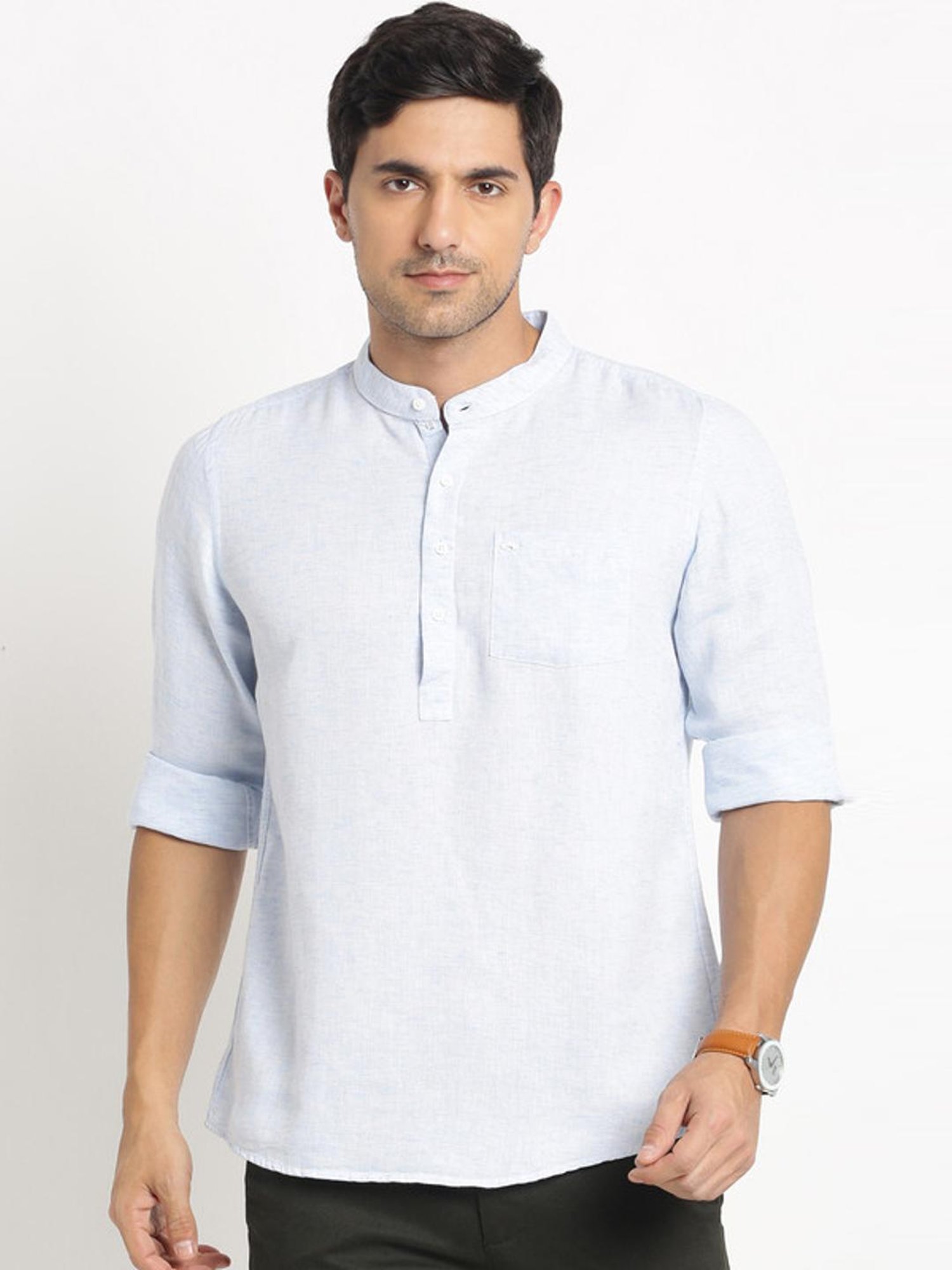 Manthan Red Full Sleeves Solid Kurta