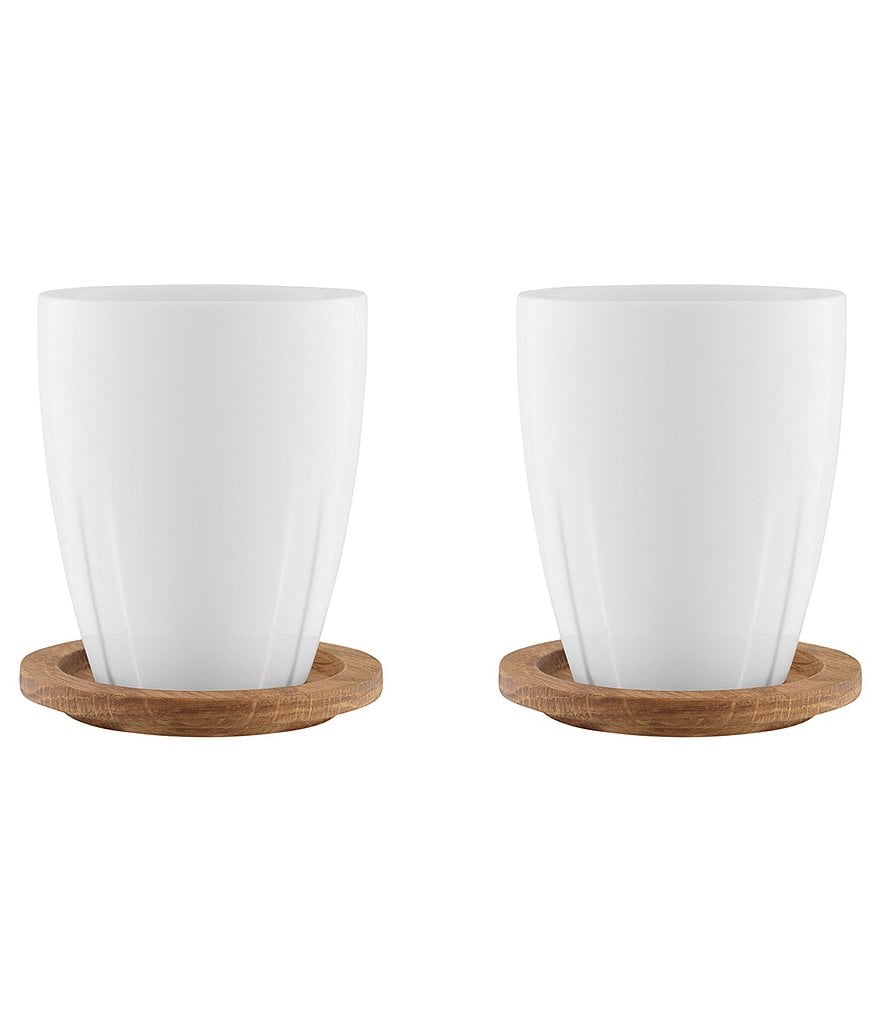 Kosta Boda Bruk Mug Set With Oak Lid